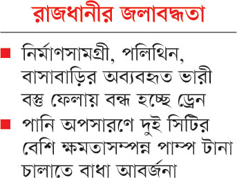 অপর্যাপ্ত নালা-নর্দমাও বন্ধ আবর্জনায়